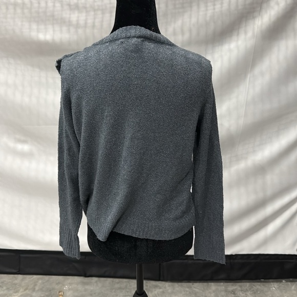 Gray Ruffled Women's Sweater - Picture 2 of 4